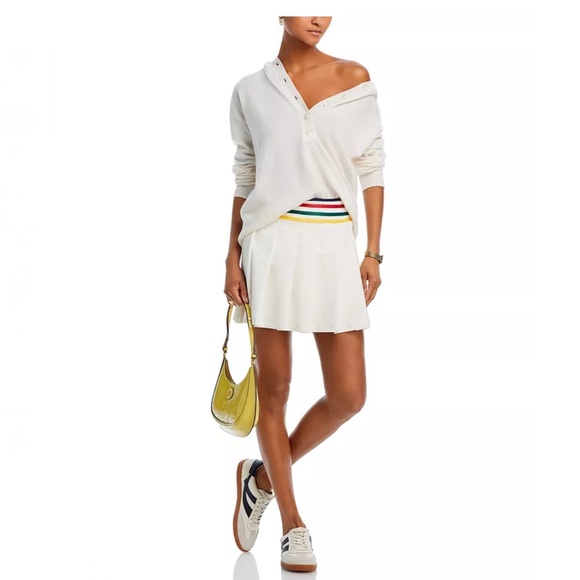 Luxurious 100% Cashmere Hooded Henley Sweater By Aqua in Blue - Picture 2 of 7